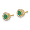 Lex & Lu 14k Yellow Gold Diamond and Emerald Post Earrings LAL2074 - 2 - Lex & Lu