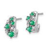 Lex & Lu 14k White Gold Diamond and Emerald Polished Post Hoop Earrings - 2 - Lex & Lu