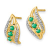 Lex & Lu 14k Yellow Gold w/Emerald & Diamond Polished Post Earrings - 2 - Lex & Lu
