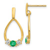 Lex & Lu 14k Yellow Gold w/Emerald and White Emerald Post Dangle Earrings - Lex & Lu