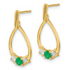 Lex & Lu 14k Yellow Gold w/Emerald and White Emerald Post Dangle Earrings - 2 - Lex & Lu