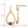 Lex & Lu 14k Yellow Gold w/AF. Ruby & White Sapphire Post Dangle Earrings - 4 - Lex & Lu