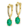 Lex & Lu 14k Yellow Gold 1/10ct Diamond & Emerald Dangle Hoop Earrings - 2 - Lex & Lu