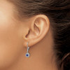 Lex & Lu 14k White Gold Diamond Halo Sapphire Leverback Dangle Earrings - 3 - Lex & Lu
