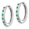 Lex & Lu 14k White Gold Diamond & Emerald Hinged Hoop Earrings - 2 - Lex & Lu