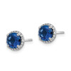 Lex & Lu 14k White Gold Diamond & Sapphire Post Earrings LAL2149 - 2 - Lex & Lu