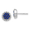 Lex & Lu 14k White Gold Diamond & Sapphire Circle Post Earrings - Lex & Lu