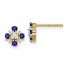 Lex & Lu 14k Yellow Gold Blue Sapphire & Diamond Post Earrings - Lex & Lu