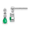 Lex & Lu 14k White Gold Emerald & Diamond Dangle Post Earrings - Lex & Lu