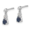 Lex & Lu 14k White Gold Blue Sapphire & Diamond Dangle Post Earrings - 2 - Lex & Lu