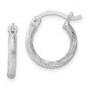 Lex & Lu Sterling Silver w/Rhodium 2mm Satin & D/C Hoop Earrings LAL22005 - Lex & Lu