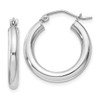Lex & Lu Sterling Silver w/Rhodium 3mm Round Hoop Earrings LAL22007 - Lex & Lu