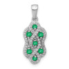 Lex & Lu 14k White Gold Diamond & Emerald Fancy Pendant LAL2826 - Lex & Lu