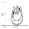 Lex & Lu 14k White Gold Diamond & Sapphire Flower Chain Slide LAL3068 - 3 - Lex & Lu