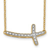 Lex & Lu 14k Yellow Gold Diamond Sideways Cross 18'' Necklace LAL3415 - Lex & Lu