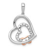 Lex & Lu 14k White Gold Polished Diamond w/Rose Gold Heart Pendant - 3 - Lex & Lu