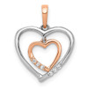 Lex & Lu 14kt White w/Rose Gold Heart Charm Diamond Heart Pendant - Lex & Lu