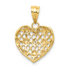 Lex & Lu 14k Yellow Gold w/Rhodium Diamond Heart Pendant LAL3707 - 3 - Lex & Lu