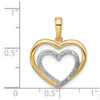 Lex & Lu 14k Yellow Gold Diamond & Rhodium Double Heart Pendant - 3 - Lex & Lu