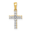 Lex & Lu 14k Yellow Gold w/Rhodium Diamond Latin Cross Pendant LAL3762 - Lex & Lu