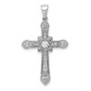 Lex & Lu 14k White Gold Filigree Diamond Cross Pendant LAL3946 - Lex & Lu