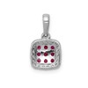 Lex & Lu 14k White Gold Diamond & Ruby Square Pendant - 3 - Lex & Lu