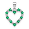 Lex & Lu 14k White Gold Diamond and Emerald Heart Pendant LAL4273 - Lex & Lu