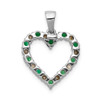 Lex & Lu 14k White Gold Diamond and Emerald Heart Pendant LAL4273 - 3 - Lex & Lu