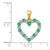 Lex & Lu 14k Yellow Gold Diamond and Emerald Heart Pendant LAL4274 - 4 - Lex & Lu