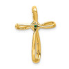 Lex & Lu 14k Yellow Gold w/Rhodium Lab Created Emerald and Diamond Cross Pendant - 3 - Lex & Lu