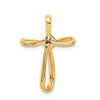 Lex & Lu 14k Yellow Gold w/Rhodium Lab Created Sapp and Diamond Cross Pendant - 4 - Lex & Lu