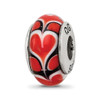 Lex & Lu Sterling Silver Reflections Red Heart Hand-blown Glass Bead - Lex & Lu