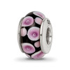 Lex & Lu Sterling Silver Reflections Purple/Black Hand-blown Glass Bead - Lex & Lu