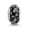 Lex & Lu Sterling Silver Reflections Black/White Hand-blown Glass Bead LAL4418 - 3 - Lex & Lu