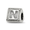 Lex & Lu Sterling Silver Reflections Letter N Triangle Block Bead - Lex & Lu