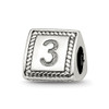 Lex & Lu Sterling Silver Reflections Number 3 Triangle Block Bead - Lex & Lu