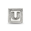 Lex & Lu Sterling Silver Reflections Letter U Triangle Block Bead - 3 - Lex & Lu