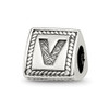 Lex & Lu Sterling Silver Reflections Letter V Triangle Block Bead - Lex & Lu