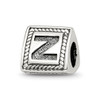 Lex & Lu Sterling Silver Reflections Letter Z Triangle Block Bead - Lex & Lu