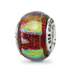 Lex & Lu Sterling Silver Reflections Orange Dichroic Glass Bead LAL4800 - Lex & Lu