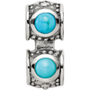 Lex & Lu Sterling Silver Reflections Turquoise Connector Bead - 4 - Lex & Lu