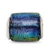 Lex & Lu Sterling Silver Reflections Rainbow Dichroic Glass Barrel Bead - 3 - Lex & Lu