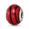 Lex & Lu Sterling Silver Reflections Red/Black Italian Murano Bead LAL4828 - Lex & Lu