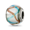 Lex & Lu Sterling Silver Reflections Silver/Gold/Blue Italian Murano Bead - Lex & Lu