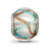 Lex & Lu Sterling Silver Reflections Silver/Gold/Blue Italian Murano Bead - 3 - Lex & Lu