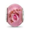 Lex & Lu Sterling Silver Reflections Pink/Red/Brown Italian Murano Bead - 3 - Lex & Lu