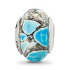 Lex & Lu Sterling Silver Reflections Blue Mosaic Magnesite Stone Bead - 3 - Lex & Lu