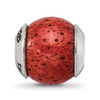 Lex & Lu Sterling Silver Reflections Coral Stone Bead LAL4993 - 3 - Lex & Lu