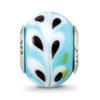 Lex & Lu Sterling Silver Reflections Lt. Blue/White/Black Italian Murano Bead - 3 - Lex & Lu