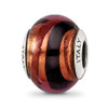 Lex & Lu Sterling Silver Reflections Copper/Black Italian Murano Bead - Lex & Lu